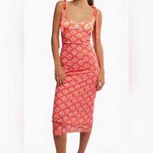 NWT Free People Got Glam Mesh Layered Midi Dress